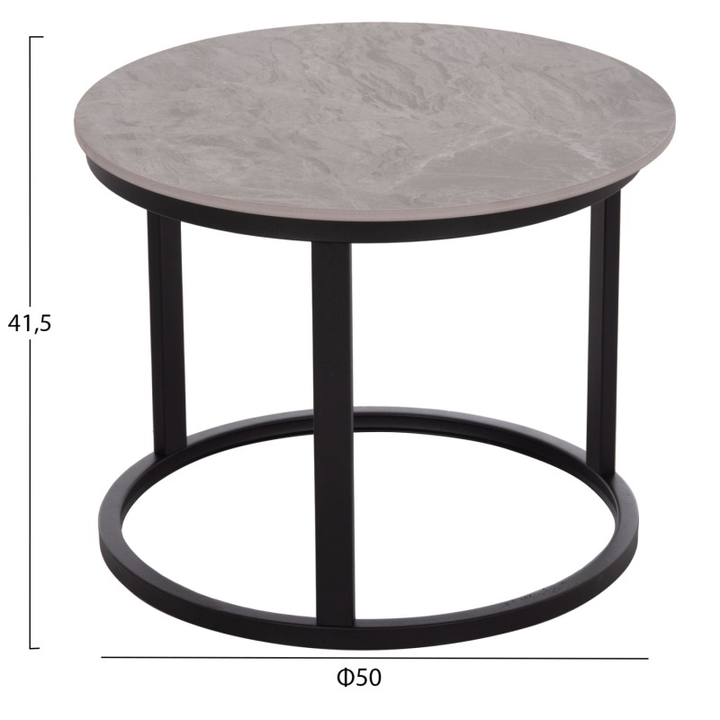 COFFEE TABLES 2PCS SET TALOS FK18140.04 GREY MARBLE LOOK CERAMIC TOP Φ70x45.5Hcm. COFFEE TABLES 2PCS SET TALOS FK18140.04 GREY MARBLE LOOK CERAMIC TOP Φ70x45.5Hcm.