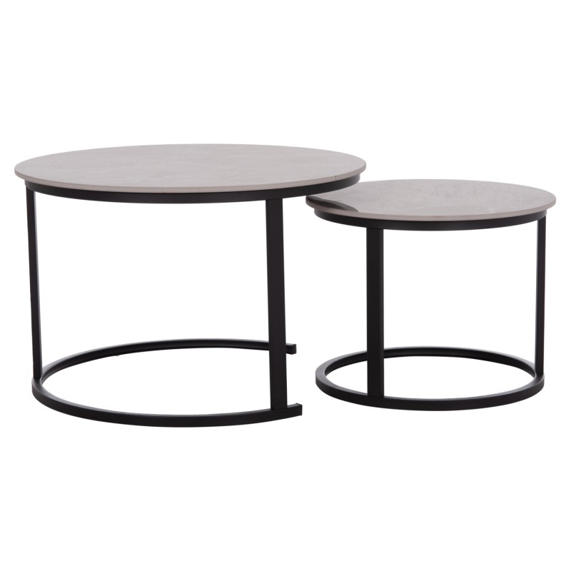 COFFEE TABLES 2PCS SET TALOS FK18140.04 GREY MARBLE LOOK CERAMIC TOP Φ70x45.5Hcm. COFFEE TABLES 2PCS SET TALOS FK18140.04 GREY MARBLE LOOK CERAMIC TOP Φ70x45.5Hcm.