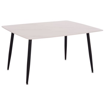 DINING TABLE RAVEN FK18149.01 CERAMIC TOP IN WHITE MARBLE LOOK 140x80x74Hcm.