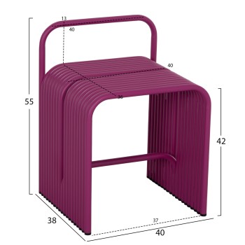 STOOL SERIES INTREPID FK6326.05 ALUMINUM IN PURPLE COLOR 40x38x55Hcm.