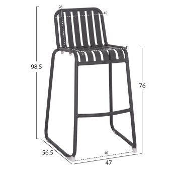 BAR STOOL ALUMINUM RACHEL FK6341.01 GREY COLOR 47x56.5x98.5Hcm. BAR STOOL ALUMINUM RACHEL FK6341.01 GREY COLOR 47x56.5x98.5Hcm.