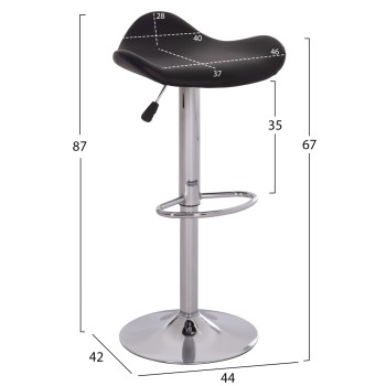 BAR STOOL SWIVEL GANNA FK201.21 WITH SUSPENSION-BLACK PU 44x42x87Hcm.