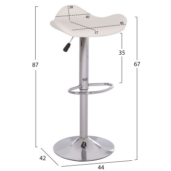 BAR STOOL SWIVEL GANNA FK201.22 WITH SUSPENSION-WHITE PU 44x42x87Hcm.