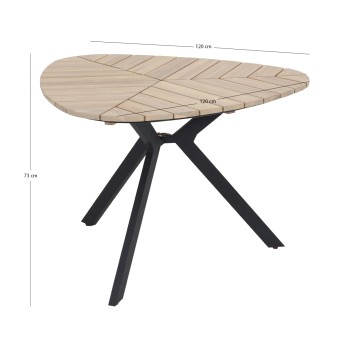 OUTDOOR TABLE TRADEN FK6242 ACACIA WOOD IN LEAF SHAPE-METAL LEGS 110x108x76Hcm.