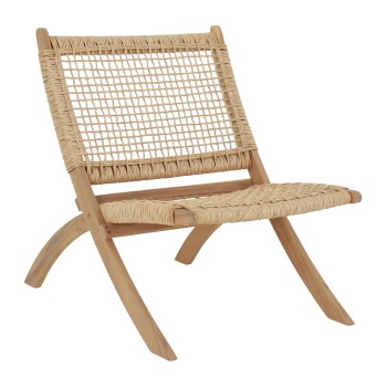 FOLDABLE LOUNGE CHAIR FERMO FK6243.01 ACACIA WOOD IN NATURAL-SYNTHETIC WICKER 60x75x75Hcm.