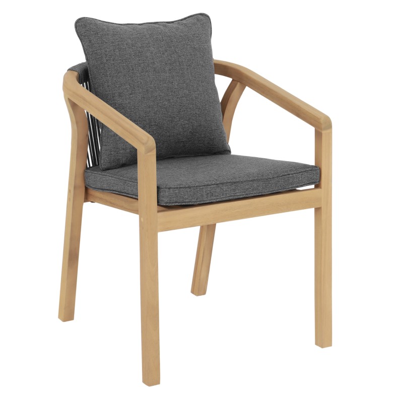 OUTDOOR DINING CHAIR CONTREL FK6244.02 ACACIA WOOD IN NATURAL-ROPE & CUSHIONS IN GREY 58x60x74Hcm. OUTDOOR DINING CHAIR CONTREL FK6244.02 ACACIA WOOD IN NATURAL-ROPE & CUSHIONS IN GREY 58x60x74Hcm.