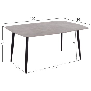 DINING TABLE RAVEN FK18150.13 CERAMIC TOP IN GREY MARBLE LOOK 160x80x74Hcm.