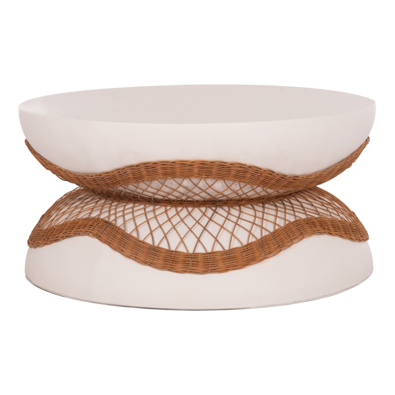COFFEE TABLE ROUND ANNA FK18157.02 FIBER CEMENT IN WHITE-NATURAL RATTAN--Φ92x44.5Hcm. COFFEE TABLE ROUND ANNA FK18157.02 FIBER CEMENT IN WHITE-NATURAL RATTAN--Φ92x44.5Hcm.