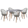 DINING SET 5PCS ANAIS FK21176 MDF TOP IN GREY--P.P. & PU IN GREY DINING SET 5PCS ANAIS FK21176 MDF TOP IN GREY--P.P. & PU IN GREY