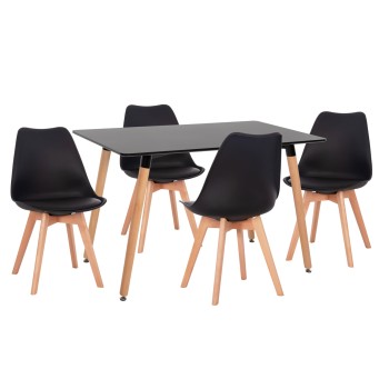 DINING SET 5PCS VEGAS FK21185 MDF TOP IN LIGHT GREY--BEECH LEGS