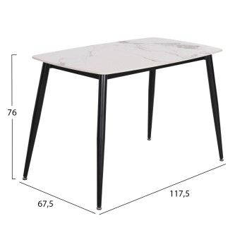DINING SET 5PCS LATRELL ΗΜ21192 CERAMIC TOP TABLE--GREY VELVET CHAIRS