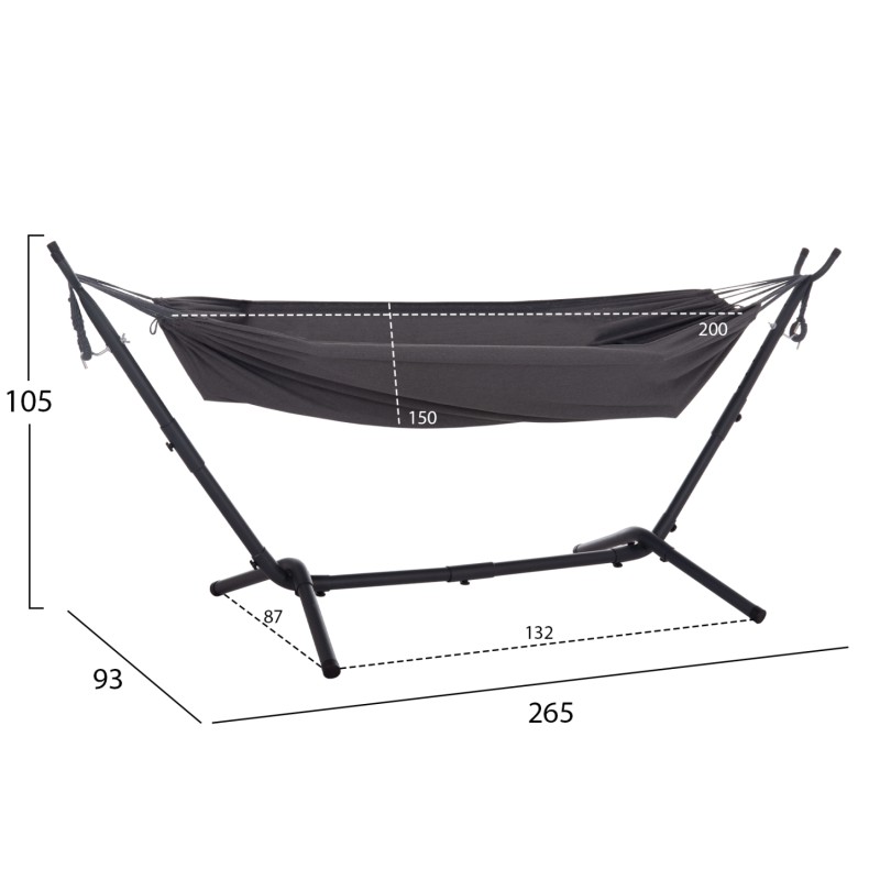HAMMOCK CRAVE FK6304.01 ANTHRACITE METAL FRAME-DARK GREY FABRIC 265x93x105Hcm. HAMMOCK CRAVE FK6304.01 ANTHRACITE METAL FRAME-DARK GREY FABRIC 265x93x105Hcm.