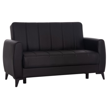 SOFA-BED 2-SEATER WITH STORAGE SPACE NIKKO FK3293.11 BLACK PU 144x75x84Hcm.