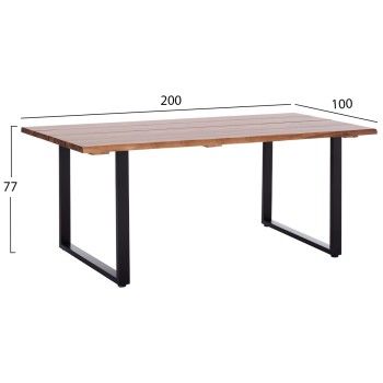 OUTDOOR DINING TABLE FRIGGO FK6298.01 ACACIA WOOD 3.5cm thick--METAL LEGS 200x100x77Hcm