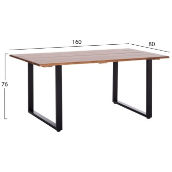 OUTDOOR DINING TABLE FRIGGO FK6297.02 ACACIA WOOD 2.6cm thick--METAL LEGS 160x80x76Hcm