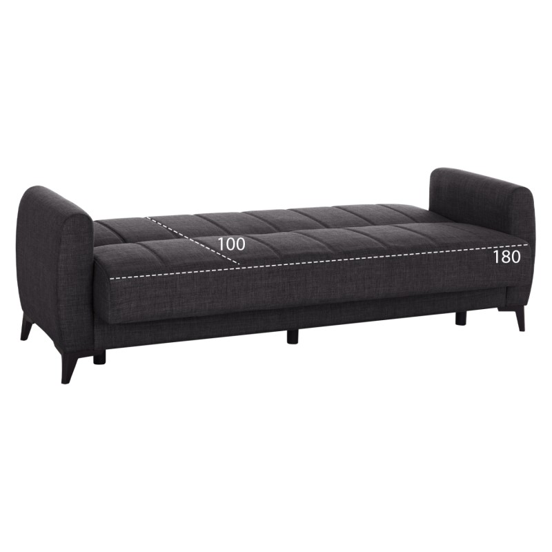 SOFA-BED 3-SEATER WITH STORAGE SPACE NIKKO FK3292.01 GREY FABRIC 209x76x83Hcm. SOFA-BED 3-SEATER WITH STORAGE SPACE NIKKO FK3292.01 GREY FABRIC 209x76x83Hcm.