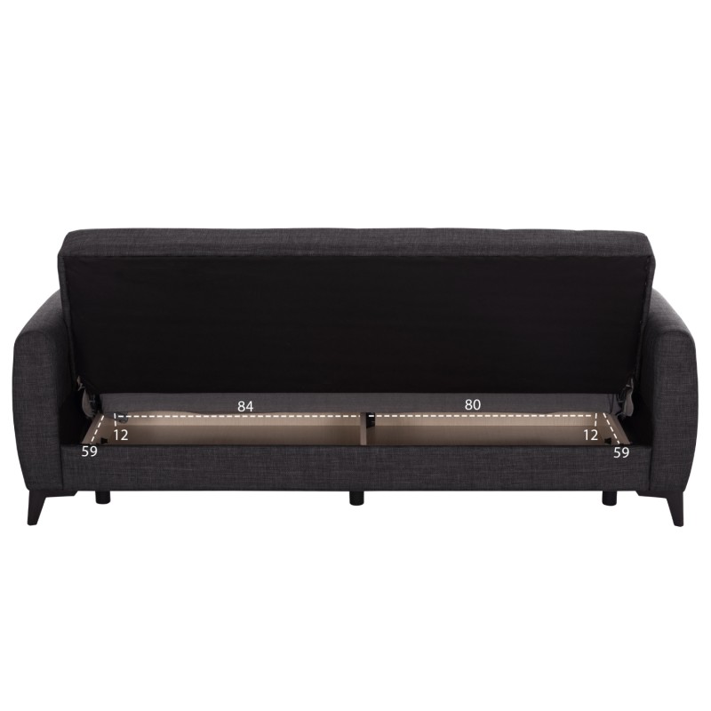 SOFA-BED 3-SEATER WITH STORAGE SPACE NIKKO FK3292.01 GREY FABRIC 209x76x83Hcm. SOFA-BED 3-SEATER WITH STORAGE SPACE NIKKO FK3292.01 GREY FABRIC 209x76x83Hcm.