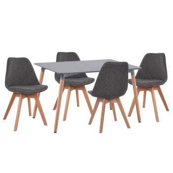 DINING SET 5PCS VEGAS FK21177 MDF TOP IN GREY--FABRIC IN GREY
