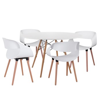 DINING SET 5PCS MAGGIE FK21186 MDF TOP & POLYPROPYLENE IN WHITE COLOR