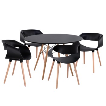 DINING SET 5PCS MAGGIE FK21187 MDF TOP & POLYPROPYLENE IN BLACK COLOR