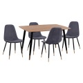 DINING SET 5PCS ALIZA FK11196.01 MDF TOP--VELVET IN GREY & METAL IN BLACK DINING SET 5PCS ALIZA FK11196.01 MDF TOP--VELVET IN GREY & METAL IN BLACK