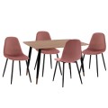 DINING SET 5PCS ALIZA FK21201 MDF TOP--VELVET IN DUSTY PINK & METAL IN BLACK DINING SET 5PCS ALIZA FK21201 MDF TOP--VELVET IN DUSTY PINK & METAL IN BLACK