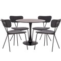 DINING SET 5PCS BROLIN FK21200 MDF TOP & METAL IN BLACK--DARK GREY FABRIC DINING SET 5PCS BROLIN FK21200 MDF TOP & METAL IN BLACK--DARK GREY FABRIC