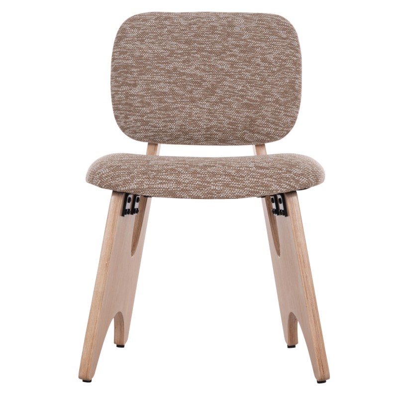 DINING CHAIR BELLISI FK18248.01 BROWN FABRIC-PLYWOOD IN OAK COLOR 53x56x78Hcm.