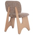 DINING CHAIR BELLISI FK18248.01 BROWN FABRIC-PLYWOOD IN OAK COLOR 53x56x78Hcm.