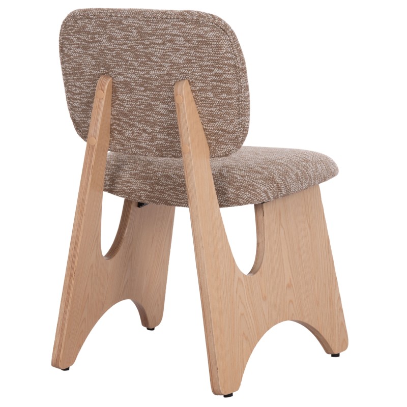 DINING CHAIR BELLISI FK18248.01 BROWN FABRIC-PLYWOOD IN OAK COLOR 53x56x78Hcm.