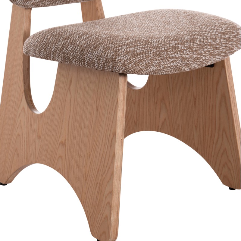 DINING CHAIR BELLISI FK18248.01 BROWN FABRIC-PLYWOOD IN OAK COLOR 53x56x78Hcm.