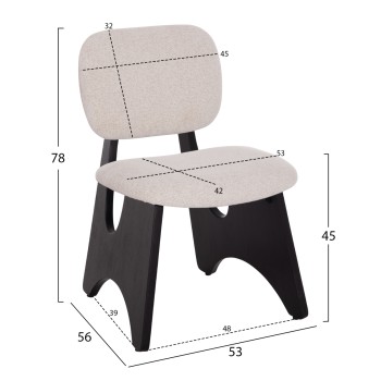DINING CHAIR BELLISI FK18248.02 FABRIC IN CREAM WHITE-PLYWOOD IN BLACK 53x56x78Hcm. DINING CHAIR BELLISI FK18248.02 FABRIC IN CREAM WHITE-PLYWOOD IN BLACK 53x56x78Hcm.