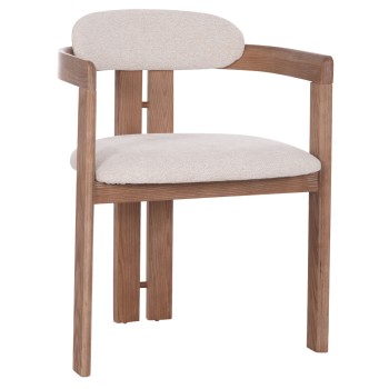 DINING CHAIR KALL FK18247.01 BEIGE FABRIC--MATTE WHITEWASH PLYWOOD 56x45x73Hcm.