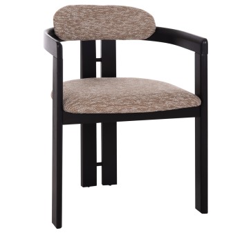 DINING CHAIR KALL FK18247.02 BROWN FABRIC--PLYWOOD IN BLACK 56x45x73Hcm.
