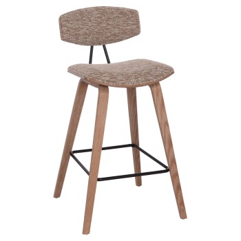 BAR STOOL MED.HEIGHT INOVER FK9984.01 PLYWOOD IN WHITEWASH--BROWN FABRIC 50x48x90Hcm.