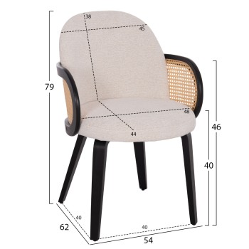 DINING CHAIR BECKER FK18246.02 PLYWOOD IN BLACK--ECRU FABRIC 54x62x79Hcm. DINING CHAIR BECKER FK18246.02 PLYWOOD IN BLACK--ECRU FABRIC 54x62x79Hcm.