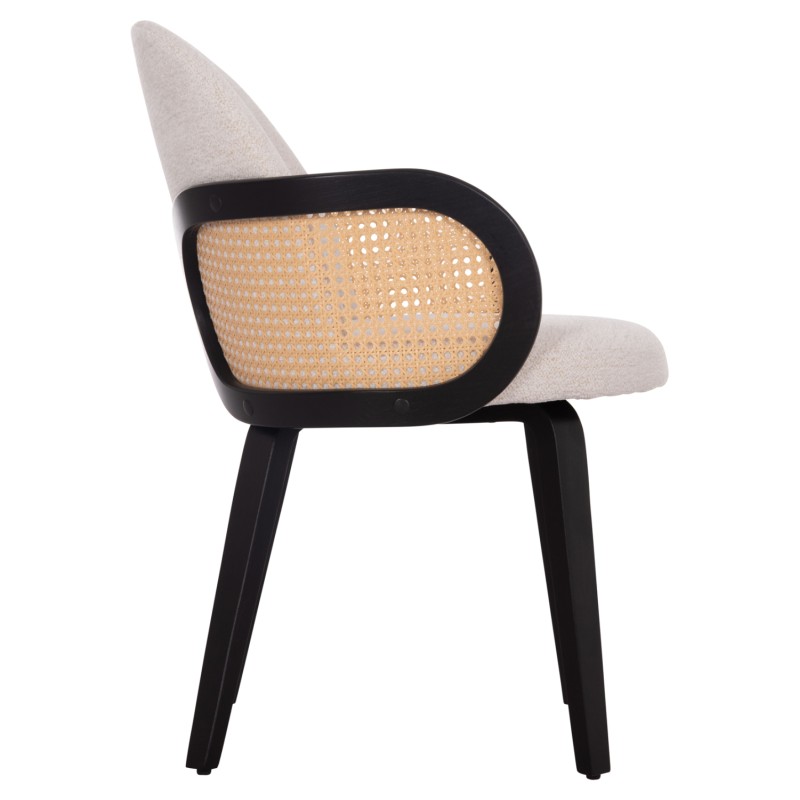 DINING CHAIR BECKER FK18246.02 PLYWOOD IN BLACK--ECRU FABRIC 54x62x79Hcm. DINING CHAIR BECKER FK18246.02 PLYWOOD IN BLACK--ECRU FABRIC 54x62x79Hcm.