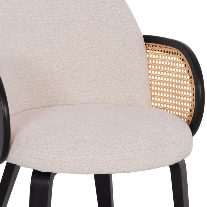 DINING CHAIR BECKER FK18246.02 PLYWOOD IN BLACK--ECRU FABRIC 54x62x79Hcm. DINING CHAIR BECKER FK18246.02 PLYWOOD IN BLACK--ECRU FABRIC 54x62x79Hcm.