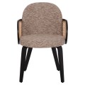 DINING CHAIR BECKER FK18246.03 PLYWOOD IN BLACK--FABRIC IN BROWN 54x62x79Hcm.
