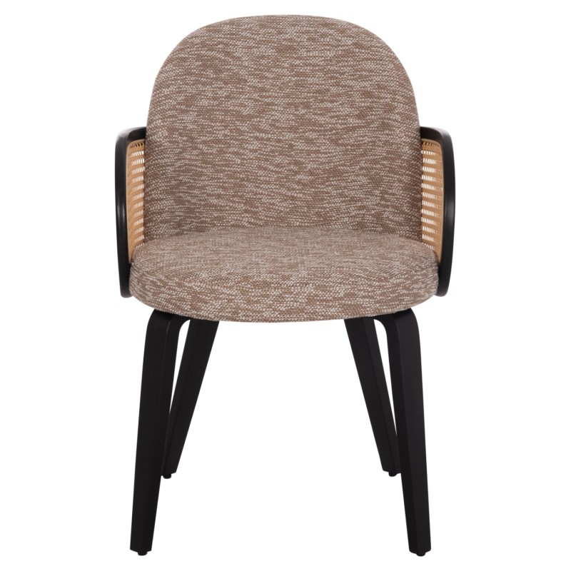 DINING CHAIR BECKER FK18246.03 PLYWOOD IN BLACK--FABRIC IN BROWN 54x62x79Hcm.