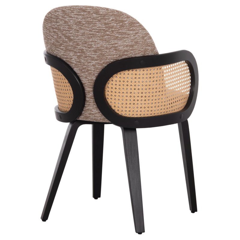 DINING CHAIR BECKER FK18246.03 PLYWOOD IN BLACK--FABRIC IN BROWN 54x62x79Hcm.