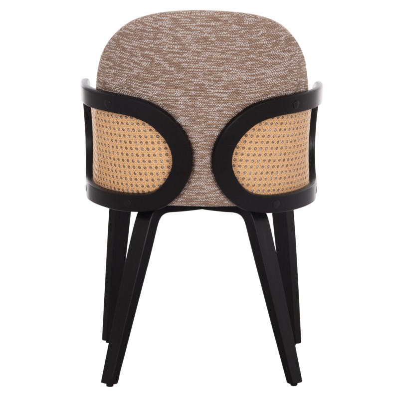 DINING CHAIR BECKER FK18246.03 PLYWOOD IN BLACK--FABRIC IN BROWN 54x62x79Hcm.