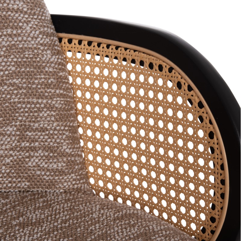 DINING CHAIR BECKER FK18246.03 PLYWOOD IN BLACK--FABRIC IN BROWN 54x62x79Hcm.