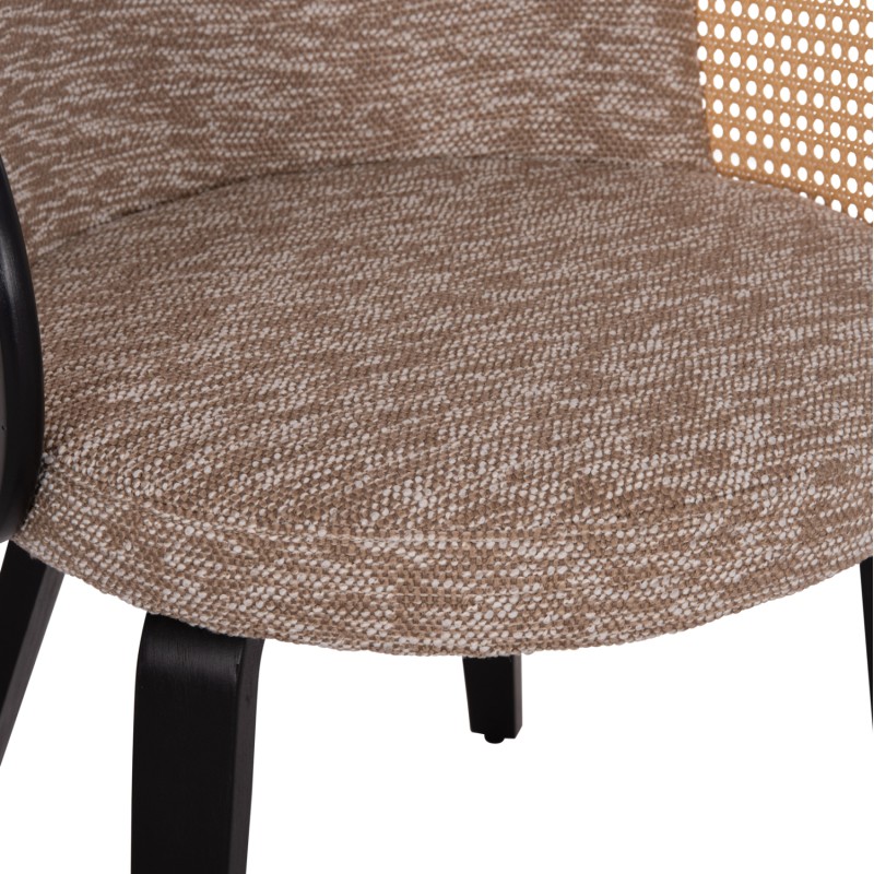 DINING CHAIR BECKER FK18246.03 PLYWOOD IN BLACK--FABRIC IN BROWN 54x62x79Hcm.