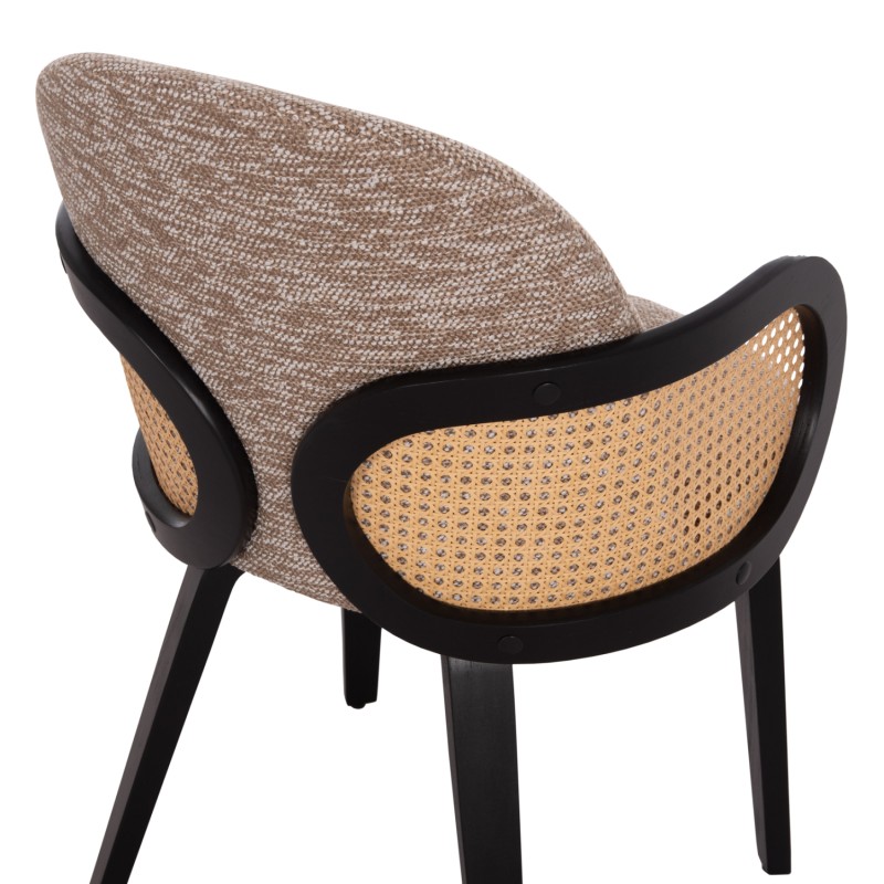 DINING CHAIR BECKER FK18246.03 PLYWOOD IN BLACK--FABRIC IN BROWN 54x62x79Hcm.