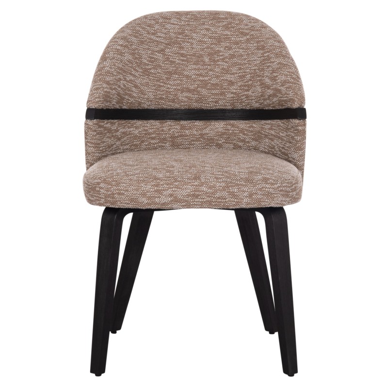 DINING CHAIR DEKKER FK18249.03 PLYWOOD IN BLACK--FABRIC IN BROWN 50x60x80Hcm.
