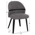 DINING CHAIR DEKKER FK18249.02 PLYWOOD IN BLACK--FABRIC IN GREY 50x60x80Hcm.