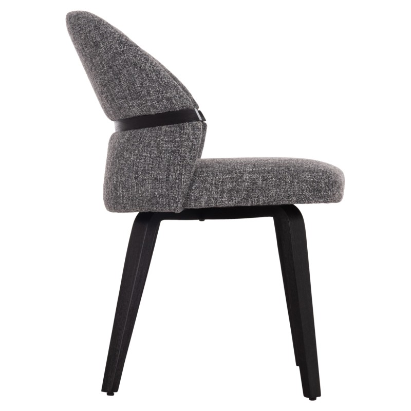 DINING CHAIR DEKKER FK18249.02 PLYWOOD IN BLACK--FABRIC IN GREY 50x60x80Hcm.