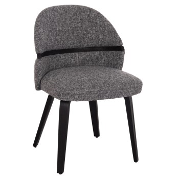 DINING CHAIR DEKKER FK18249.02 PLYWOOD IN BLACK--FABRIC IN GREY 50x60x80Hcm.