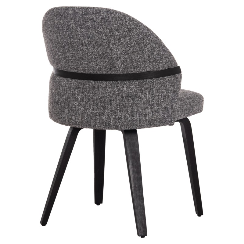 DINING CHAIR DEKKER FK18249.02 PLYWOOD IN BLACK--FABRIC IN GREY 50x60x80Hcm.